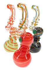 7.5" Swirl Striped Colorful Frit Clear Glass Sherlock Bubbler - B1539