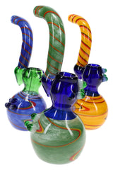 Assorted 9″ colorful frit Sherlock glass bubblers with Rasta swirl accents in multiple color mixes