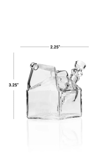 GRAV Milk Carton Pocket Bubbler dimension graphic showing 3.25-inch height and 2.25-inch width.