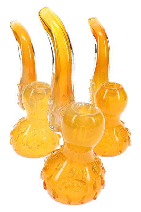 6" Gold Fumed Marbled Glass Sherlock Bubbler - B1544