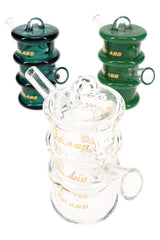 Assorted 3.5″ glass bubbler colors with barrel-shaped chambers, side bowls, and loop-top mouthpieces