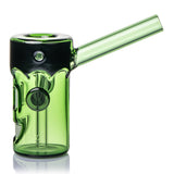 Side view of MJ Arsenal Frankenbubbler glass bubbler showing angled mouthpiece, carb and internal downstem