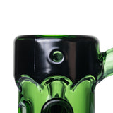 MJ Arsenal Frankenbubbler glass bubbler close-up showing the side carb, black hair detail and green glass