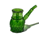 NWTN Home Highball glass bubbler in Emerald with sculpted ribbed body and curved textured mouthpiece
