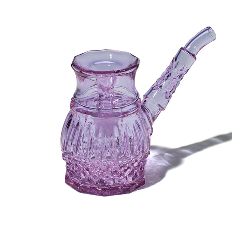 NWTN Home Highball glass bubbler in Orchid purple with vintage-style texture and angled curved mouthpiece