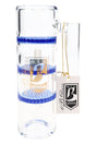 6B Glass ash catcher with three blue honeycomb disc percs, clear body and male-to-female joints