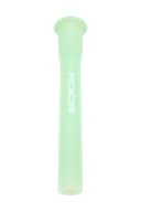 ROOR mint green reducing downstem standing upright, flared lip and ground joint detail visible, 18.8 mm to 14.5 mm.