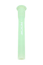ROOR mint green reducing downstem standing upright, flared lip and ground joint detail visible, 18.8 mm to 14.5 mm.