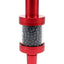 Red Flux Pike tar filter with visible carbon beads, 14 mm compatible bong filter attachment, studio white background.