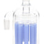Light blue 14.5 mm 90° glass ash catcher with 11-arm tree perc and side male joint connector.