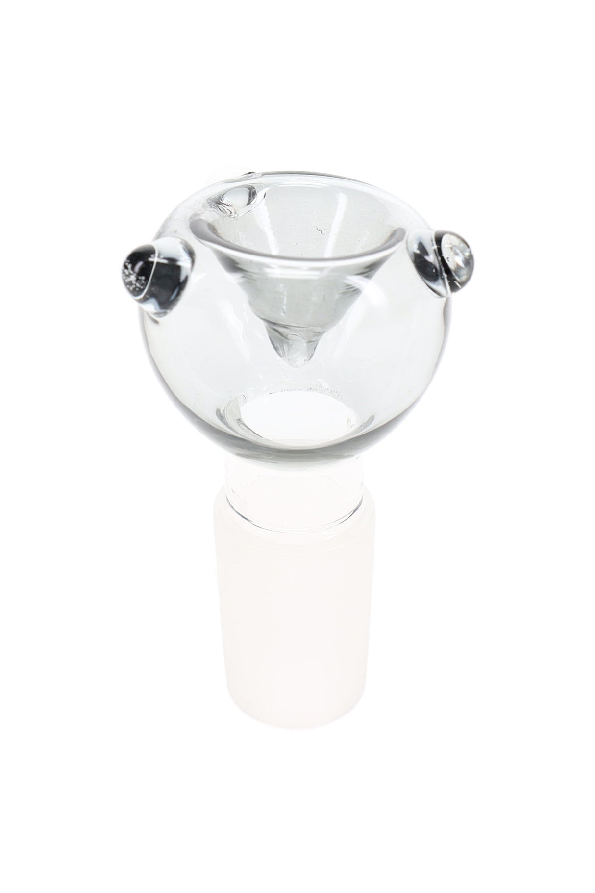 Gray 18.8 mm male glass bowl with clear raised dots and frosted glass-on-glass joint