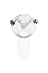 Gray 18.8 mm male glass bowl with clear raised dots and frosted glass-on-glass joint