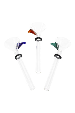 US-made colorful glass male slide bowl for dry herb, approximately 4″ length, standard fit with easy grip; colors vary, sold individually.