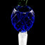 Cobalt blue pineapple bong bowl featuring a leafy green crown and 14.5 mm male joint; raised diamond texture.