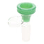 Green 14.5 mm male glass bowl with clear lift handle, rounded colored head, and frosted joint