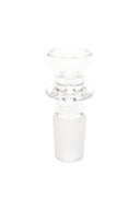 Close-up of GRAV clear glass cup bowl showing polished male ground joint and easy-lift rim for quick pack-and-clear sessions.