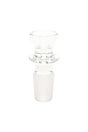 Close-up of GRAV clear glass cup bowl showing polished male ground joint and easy-lift rim for quick pack-and-clear sessions.