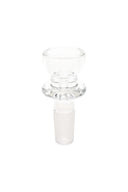 Clear GRAV cup bowl herb slide with flared rim and ground male joint, compact borosilicate replacement bowl for glass bongs.
