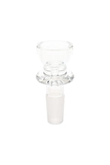 Clear GRAV cup bowl herb slide with flared rim and ground male joint, compact borosilicate replacement bowl for glass bongs.