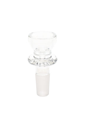 Clear GRAV cup bowl herb slide with flared rim and ground male joint, compact borosilicate replacement bowl for glass bongs.