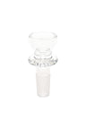 Clear GRAV cup bowl herb slide with flared rim and ground male joint, compact borosilicate replacement bowl for glass bongs.