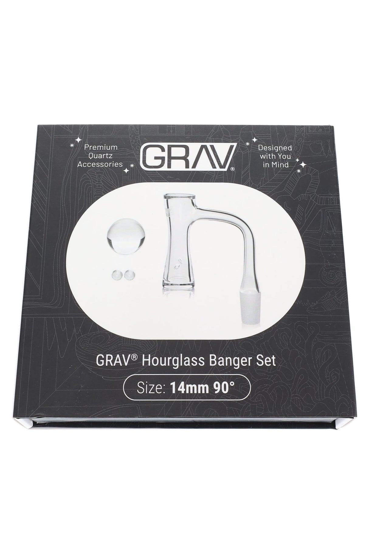 GRAV Hourglass Quartz Banger Set – Marble Cap & Pearls