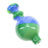 Closeup of green and blue swirl striped bubble carb cap showing rounded shape and tapered airflow opening for dab rigs.