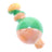 Peach and green swirl striped glass bubble carb cap with orb-shaped head, designed to steer airflow over a hot bucket.