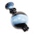 Black and light-blue swirl striped glass bubble carb cap, bulbous shape for easy grip and smooth directional airflow control.