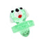 Green transparent glass dog carb cap with white ears and red tongue, wide bubble base for smooth vapor control.