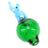 Light blue elephant bubble carb cap perched on green glass bubble base, designed to spin and guide airflow on a dab rig.