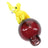 Yellow elephant bubble carb cap atop a deep red bubble base, rounded profile for sealing a quartz bucket.