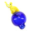 Yellow elephant carb cap with cobalt blue bubble base, orb shape supports directional airflow and heat retention.