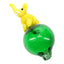 Yellow elephant carb cap on emerald green bubble base, sculpted trunk handle for easy grip and precise spinning.