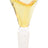 Amber triangle 14.5 mm male glass slide with frosted joint, geometric bowl head for dry herb, studio photo.