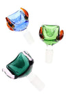 Square-lipped 14.5 mm male colored glass bowl with horn handles, sturdy deep slide for 14.5 mm female glass bongs