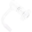 Clear quartz terp slurper banger with curved arm, flat dish, and frosted male joint on white background
