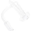 Clear long neck quartz terp slurper banger with funnel slide, 14.5 mm male 90° joint, and flat dish