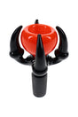 Colorful claw glass bowl with 14.5 mm male joint, black claw design, and bright assorted glass body