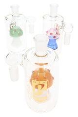 Assorted 6B Glass mushroom ash catchers with clear chambers and colorful internal mushroom designs