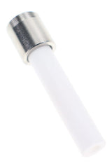 Screw-on ceramic replacement tip shown at an angle with white nail and silver-tone metal threads