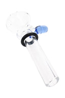 Light blue handle Ancient Creations glass slide bowl with clear martini bowl and straight tube