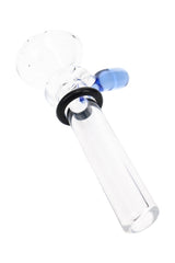 Light blue handle Ancient Creations glass slide bowl with clear martini bowl and straight tube