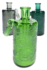 Assorted 6B Glass frosted ash catchers in green, smoke, and teal with showerhead perc chambers