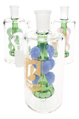 Assorted 6B Glass leaf ash catchers with clear chambers, green stems, and colored leaf accents