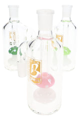 Assorted 6B Glass mushroom ash catchers with clear bodies, green stems, and pink, blue, green accents