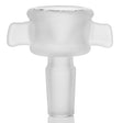 MJ Arsenal Skele-Tube glass bowl front view with frosted skeleton-style grips and 14 mm male joint