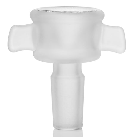 MJ Arsenal Skele-Tube glass bowl front view with frosted skeleton-style grips and 14 mm male joint