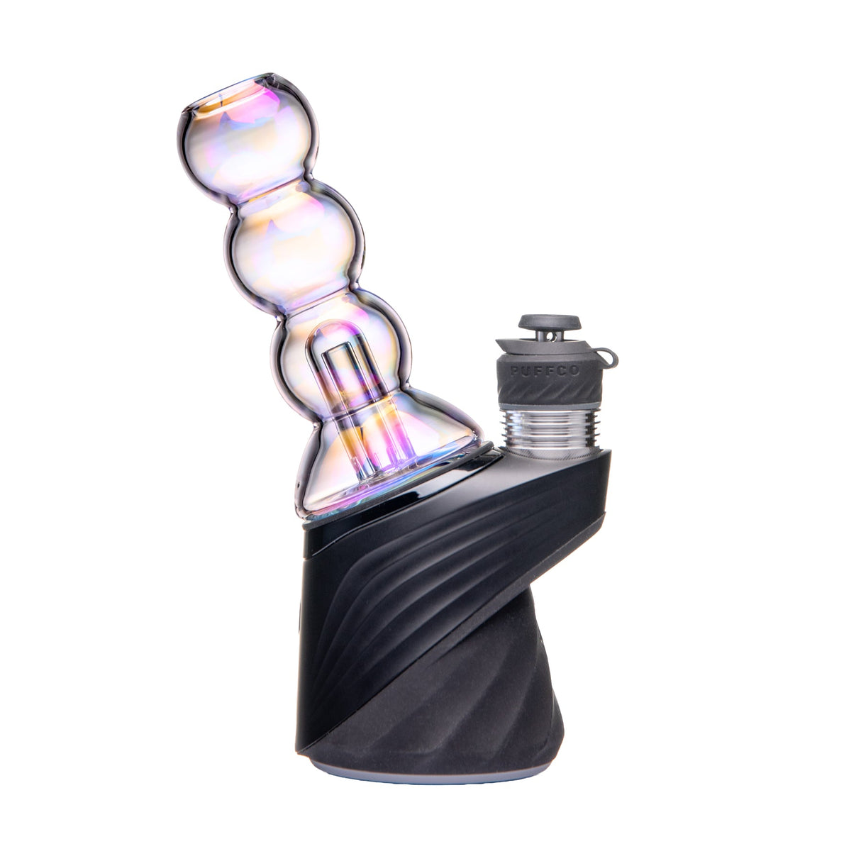 Rear angle of bubble Peak top with electroplated iridescent finish and rounded replacement glass shape