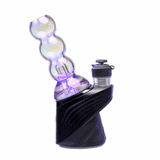 Top view of iridescent Peak top with flared mouth opening and stacked bubble contours in glossy glass
